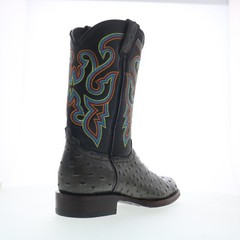 Dingo Ranger Ostrich Print Leather DI-131 Mens Black Cowboy Western Boots