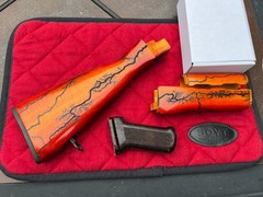Custom Fractal Burned Romanian ak wood stock set surplus for AGE/GBB airsoft