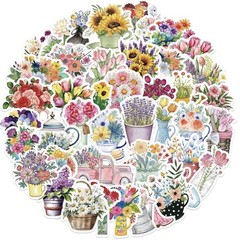 30Pcs Random Aesthetic Fresh Flower Bouquet Floral Plant Waterproof Stickers