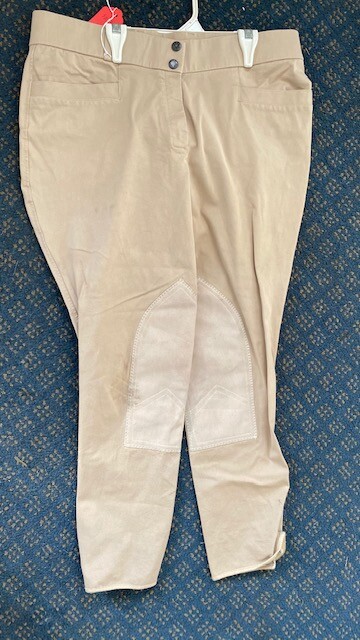 ROYAL HIGHNESS Ladies *BREECHES *Size 34L Tan *VGC Front Zip Cotton Blend