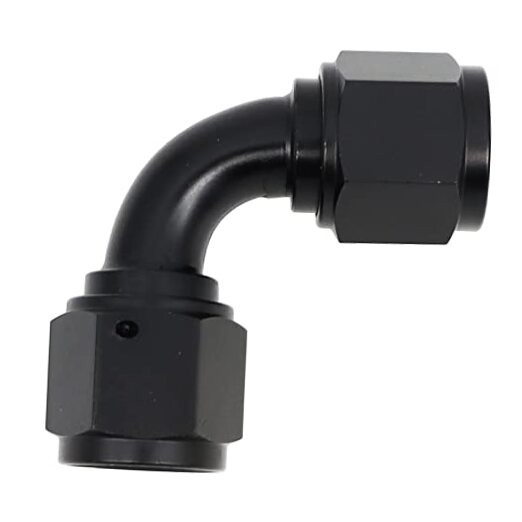 Female to Female Swivel Coupler Fitting Adapter Aluminum Black 8AN 90 Degree
