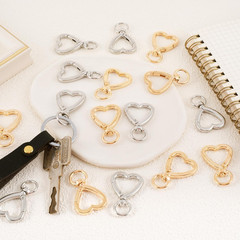 Heart Shape Keychain Clip, Heart Carabiner Spring Snap Gold, Silver, 16Pcs