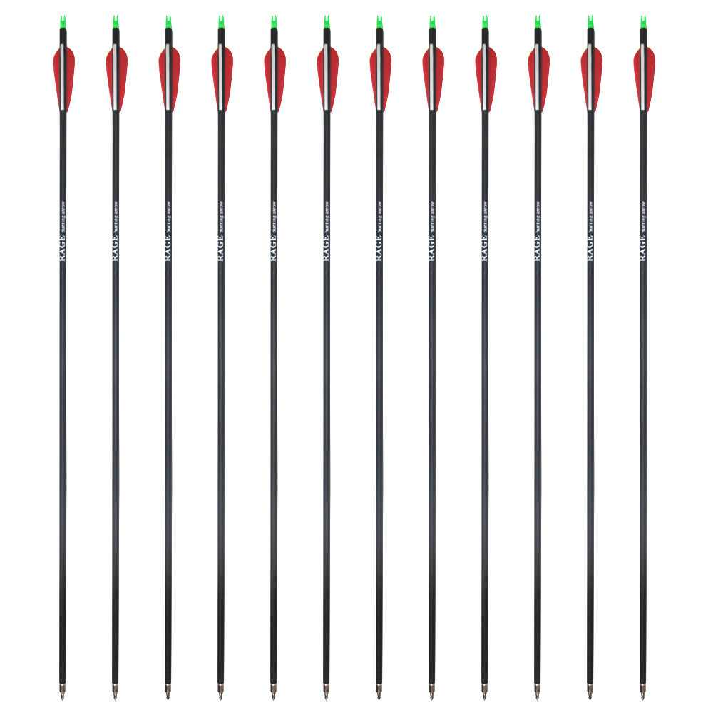 12pcs 28″ Carbon Arrows 2.95″ Vane Spine 500 Compound Recurve Bows Hunting Exact