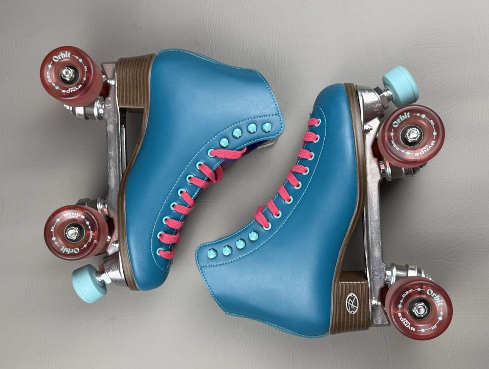 Riedell Womens Outdoor Roller Skates Quad Orbit Size 7 Lagoon Multi Blue Pink