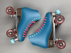 Riedell Womens Outdoor Roller Skates Quad Orbit Size 7 Lagoon Multi Blue Pink