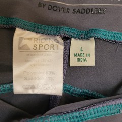 Riding Sport Dover Saddlery Gray Teal Full Seat Silicone Grip Riding Pants L