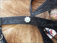 HILASON Western Horse Headstall Breast Collar Set American Leather Black |