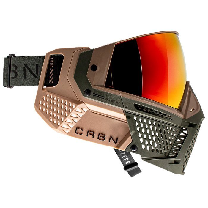 CRBN Zero Pro Paintball Mask with 2 C-SPEC Lenses – Less Coverage – Safari