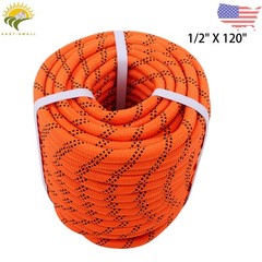 1/2in × 120ft Double Braided Polyester Rope Breaking 5174 Pounds Orange Black