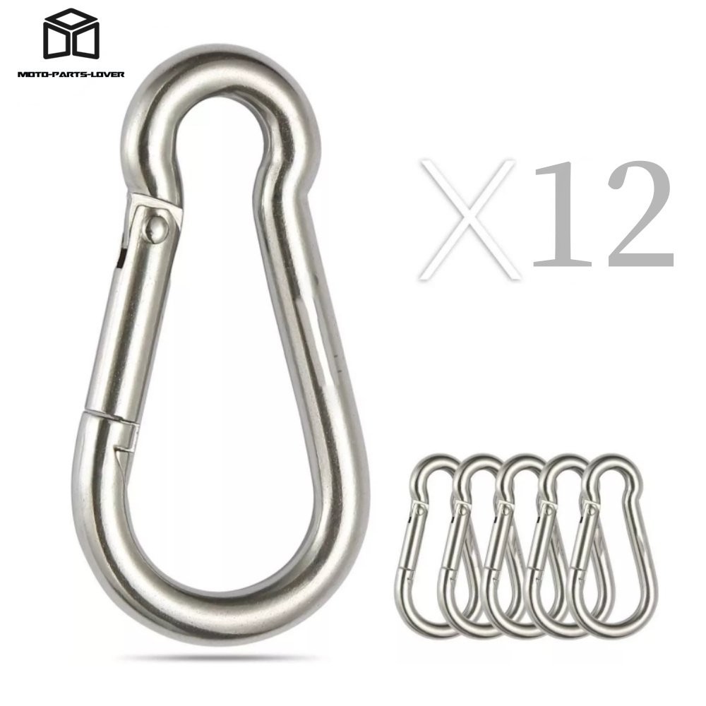 Spring Snap Hook Carabiner Clips 304 Stainless Steel, Set Of 12 264 Lbs
