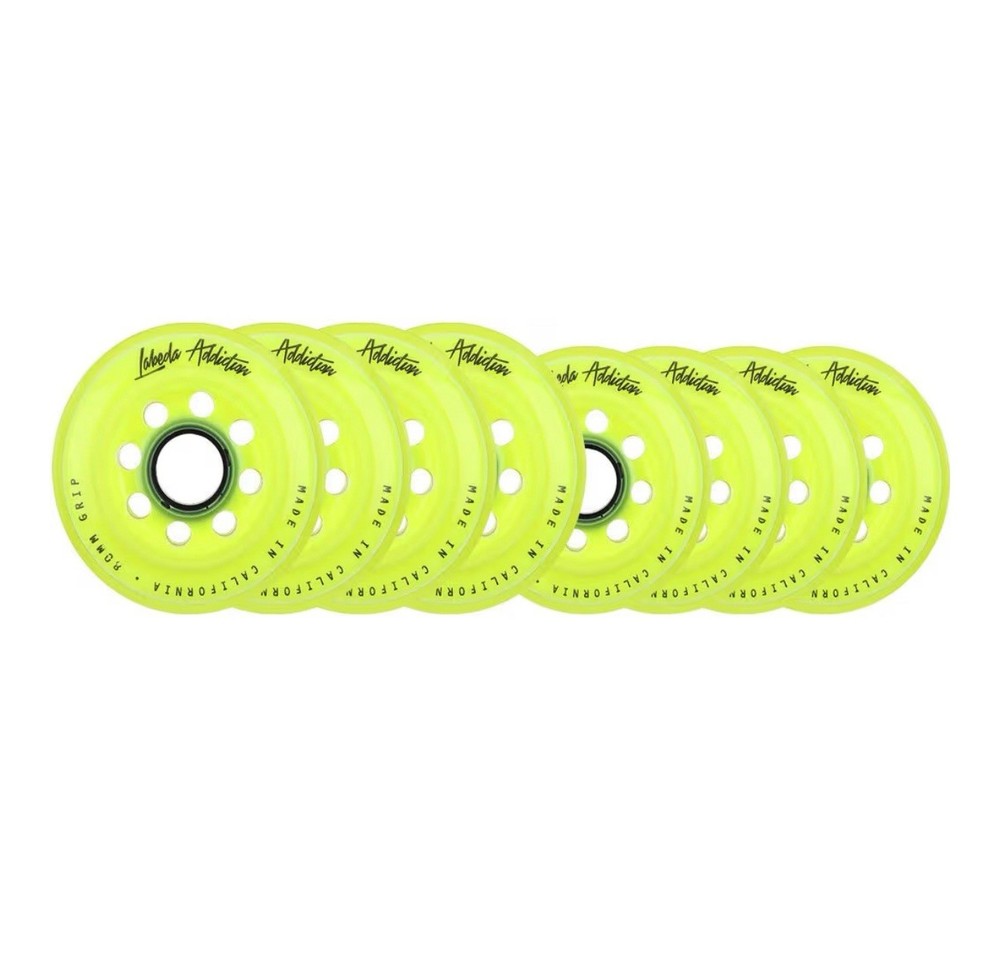 LABEDA Wheels 80mm /76mm HILO Set ADDICTION YELLOW Inline Indoor Roller Hockey