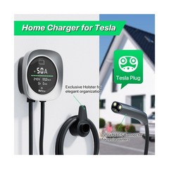 50A Level 2 Tesla EV Charger with NACS Connector, Smart App Control, Large Di…
