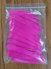 4 inch Feathers Right Wing Parabolic Cut 100 pack Pink