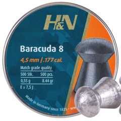 H&N Baracuda 8 Match Grade 500 Count DOMED 4.5mm .177 Caliber Pellets GERMANY
