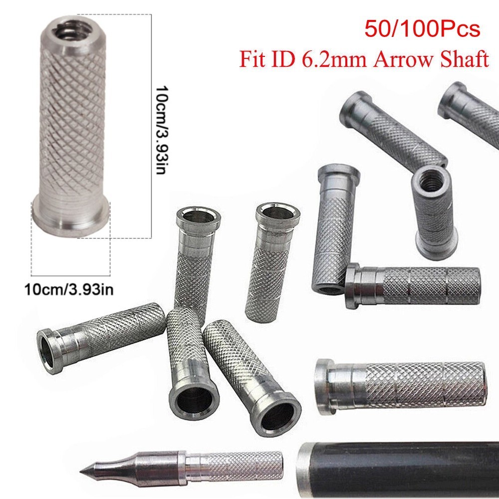 50/100Pcs Aluminum Arrow Inserts ID6.2mm Carbon Fiberglass Archery Bow Shooting
