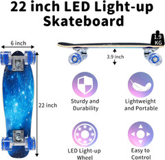 22 Inch Skateboards for Kids, Cruiser Skateboard for Beginners Girls Boys Teens