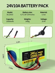 24V 10Ah Battery Pack for Ride on Toys and DIY Projects, 24V Rechargeable Lit…