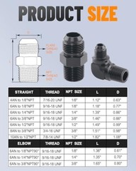 4AN Male Flare to 1/8″ NPT Pipe Fitting 4AN to 1/8NPT Straight Flare NPT