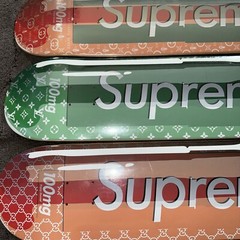 3 DENIAL SUPREME LV & GUCCI PRINT PILL SKATE DECK 1XRUN RARE ARTIST PROOF & #
