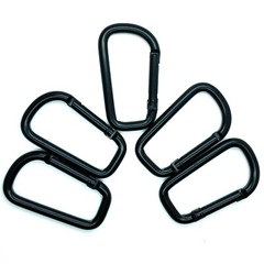 Pack 100 pcs 3″ Heavy Duty Carabiner Black D Clip Key Chain Spring D Shape
