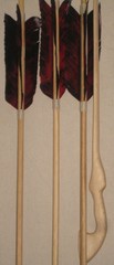 Catatonk Atlatl with three six foot darts manufactured by Thunderbird Atlatl