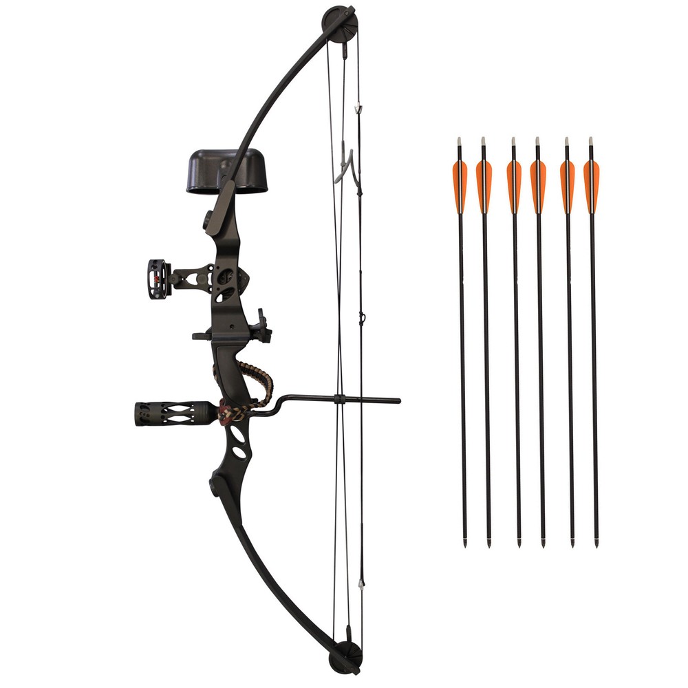SAS Siege 55 lb 29″ Compound Bow Pro Hunting Package with Carbon Arrows