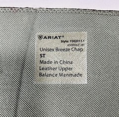 ARIAT UNISEX MEN’S/ WOMEN’S UPPER LEATHER BREEZE CHAP’S (ST) SMALL TALL EUC