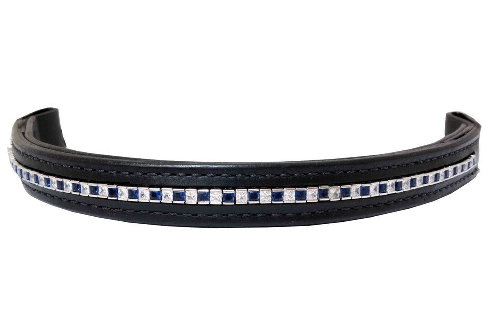 Browband People On Horses Squares Sapphire/Clr – 1 3/4″ Endloop (1) 16″, (1) 17″