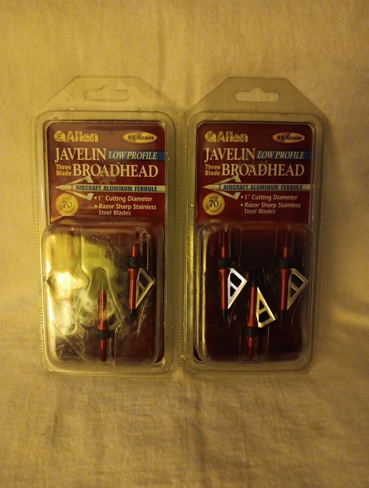 2 Allen Javelin Low Profile Three Blade Broadhead 85 Grain 1″ Cutting Diameter