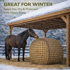 6×6 ft Round Hay Bale Net for Horses Livestock Slow Feeder 2 Inch Knotless