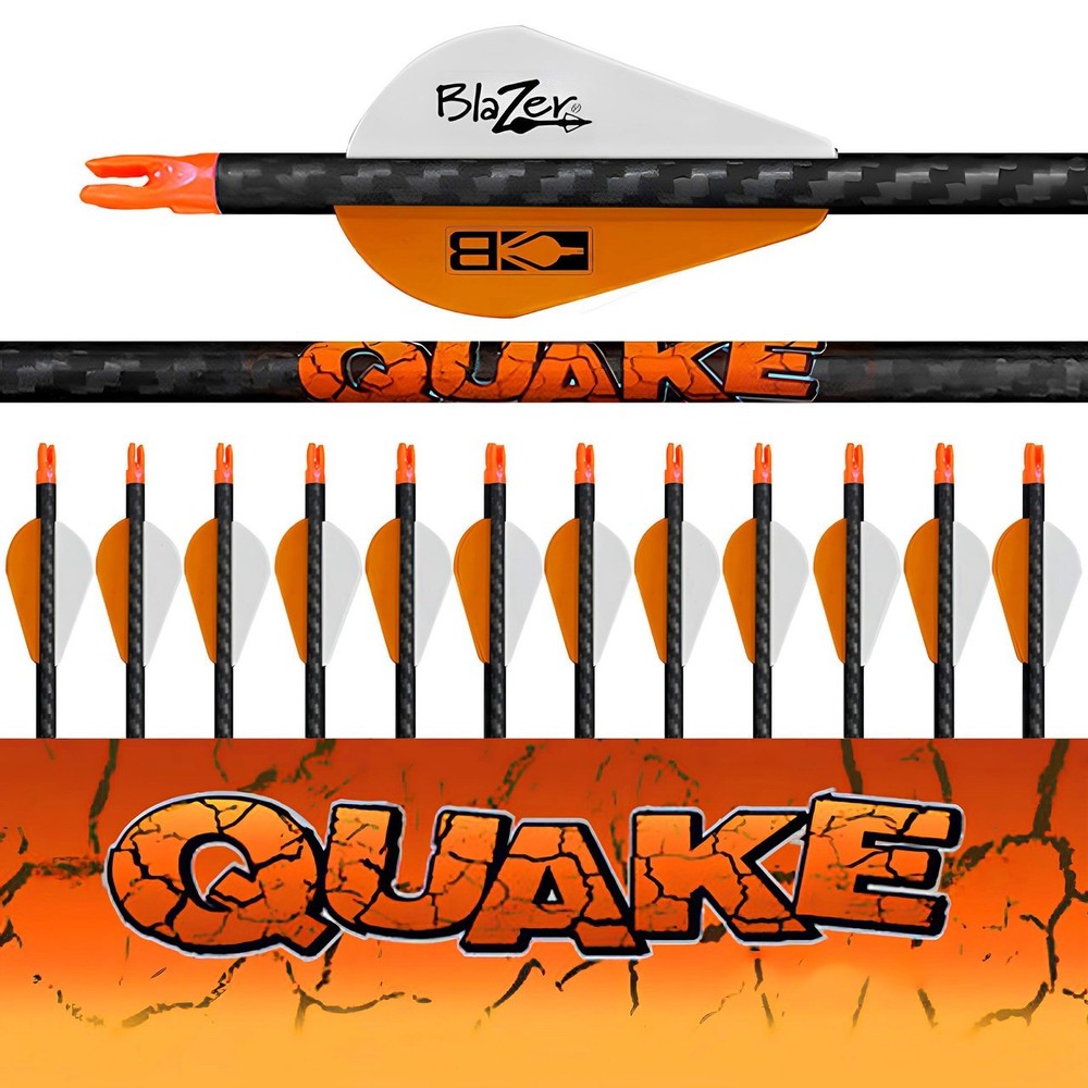 Element series carbon arrows .244 ID 6mm Quake 1 Doz Fletched 350 Spine New .001
