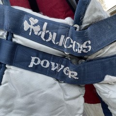 Bucas Power Turnout Horse Blanket Gray with Navy and Red Accents
