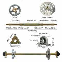 Rear Live Axle Kit,Brake, Wheels ATV Quad Go Kart Drift Trike Golf Fun Cart DIY