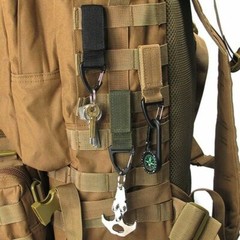 2 Pcs Tactical Webbing Belt Military Molle Key Hook Carabiner Buckle Strap Lot