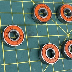 Mission Bearings [ 11 Swiss Orange + 5 Yellow ABEC 7 + 8 Axles ] Roller Hockey