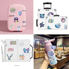 50pc HOLOGRAPHIC COLORFUL STICKER MIX, Waterproof, Cars-Phones-Bikes-Skateboards
