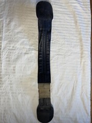 60cm / 24” Dressage Girth Black Leather One End Elastic Made In England