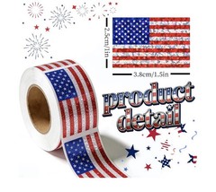 30Pcs Glitter American Flag USA Patriotic Adhesive Label Waterproof Stickers