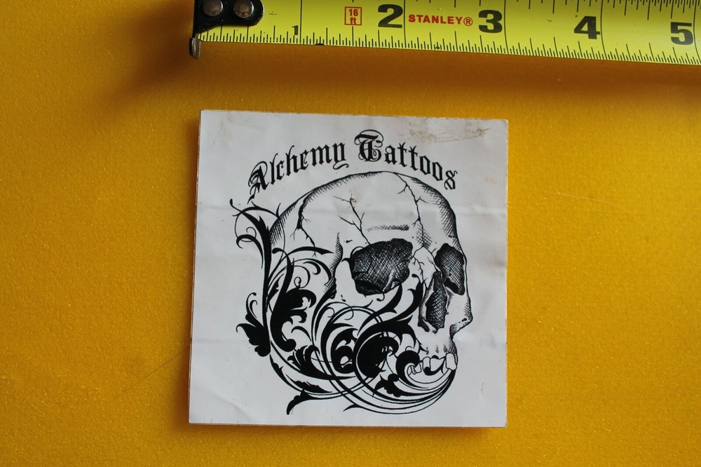 Alchemy Tattoos Skull Art Black White OG Skin Z26B Vintage Skateboarding STICKER