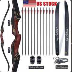 Archery Traditional Hunting 60″ Takedown Recurve Bow Set Wooden Longbow 30-50lbs