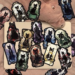 30Pcs Mixed Gothic Medieval Astrology Tarot Black Cat Dark Witch Kitty Stickers