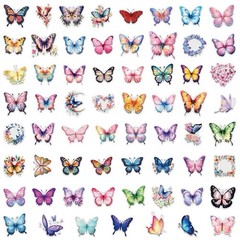 30Pcs Random Colorful Transparent PET Butterfly Nature Decal Waterproof Stickers