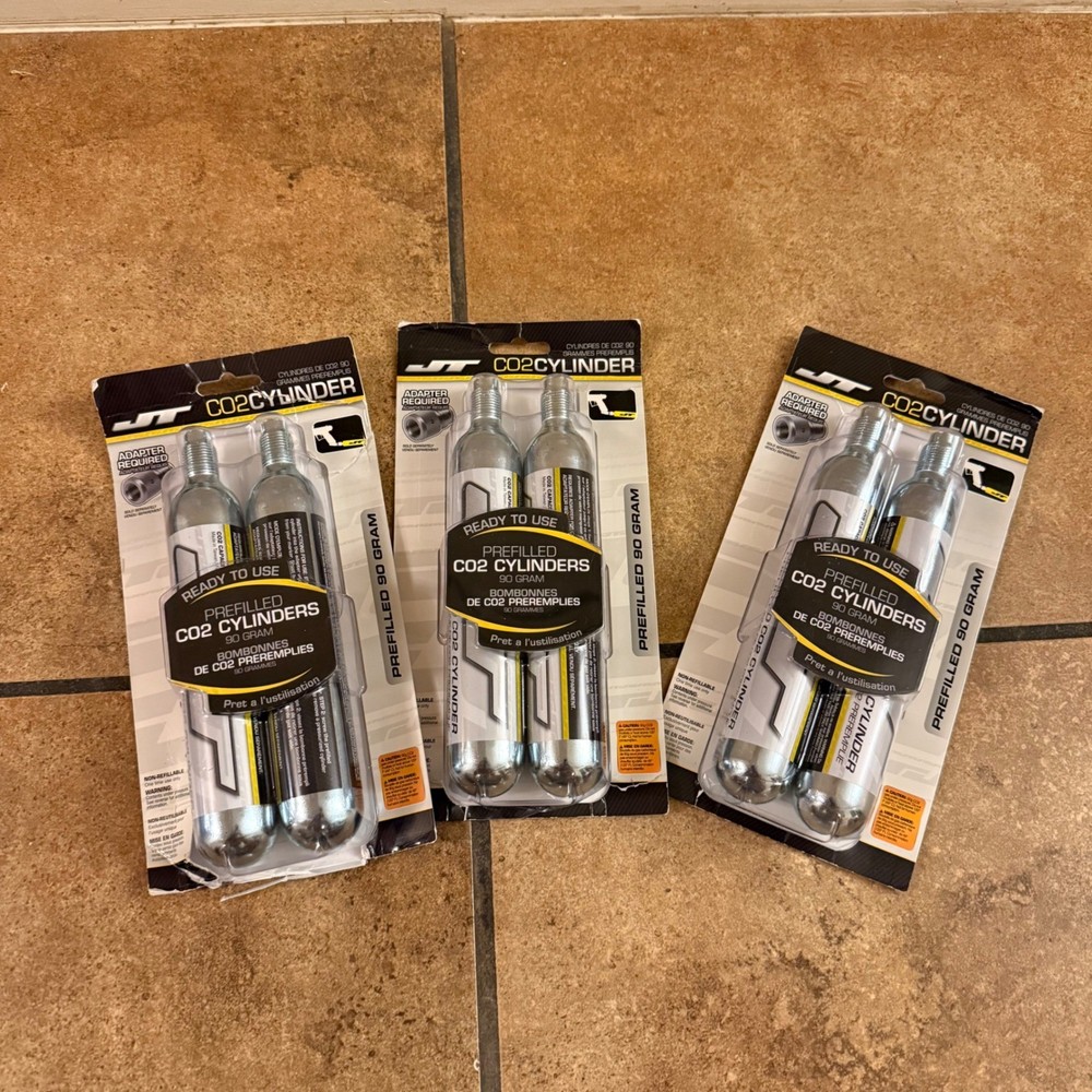 JT Paintball 90 Gram Prefilled CO2 Cylinders 6 Pack Lot New Sealed 90g Tanks