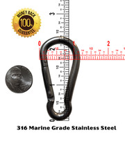 316 Stainless Steel Carabiner snap clip hiking clasp marine grade 6mm 1/4 2 3/8″