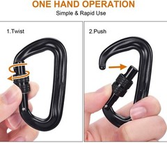 4 Pack 12KN Screw Locking D-shape Carabiner Aluminum Climbing Tree Rigging Tool