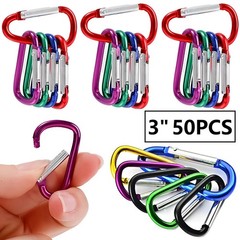 50x-200x 3″ Aluminum Carabiner D Shape Spring Clip Snap Key Hook Keychain Buckle