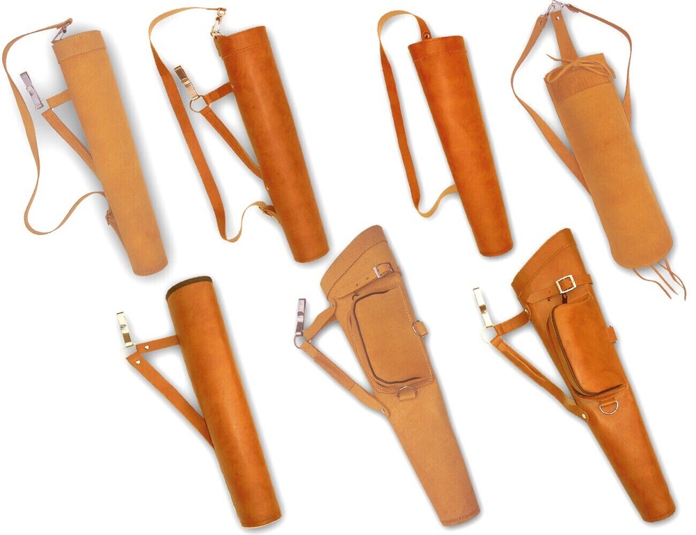ARCHERY LEATHER&FAUX LEATHER RECURVE/LONGBOW SHOULDER BACK/SIDE ARROW QUIVER BAG