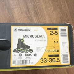 Rollerblade Microblade Kids Adjustable Inline Skates US 2-5 Black/Green