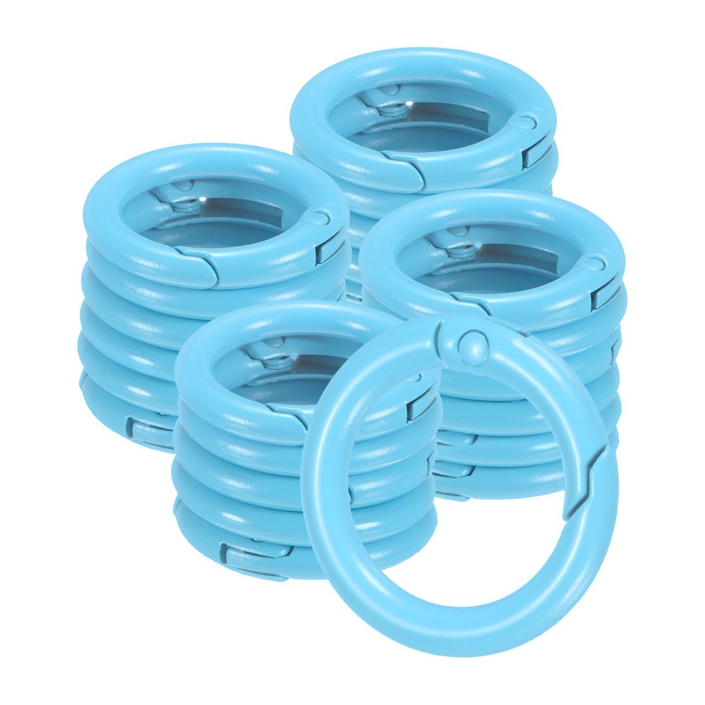 24-Pack Metal Spring O Rings, 5/8″ Zinc Alloy Keyring Buckle [Light Blue]