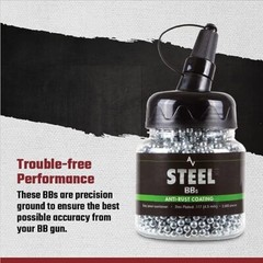 2500 Count Airgun Pistol BBs Pellets Steel Metal Ammo for BB Gun .177 Cal Bottle